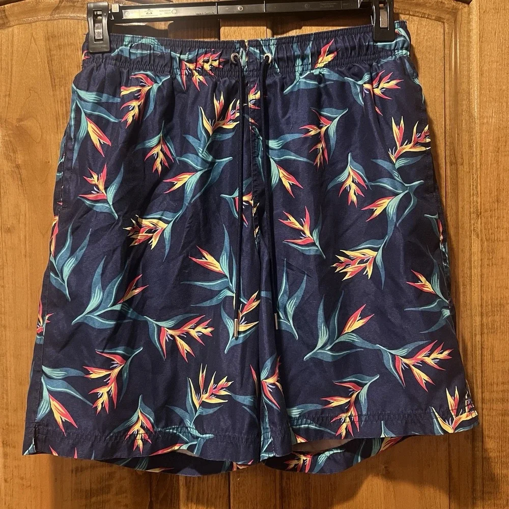 Lands' End Swim Trunks Swimsuit Navy Blue Men's 32-34 Medium‎ 8